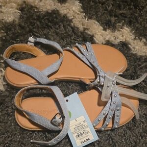 Cat & Jack Light Blue Sandals with White Polka Dots